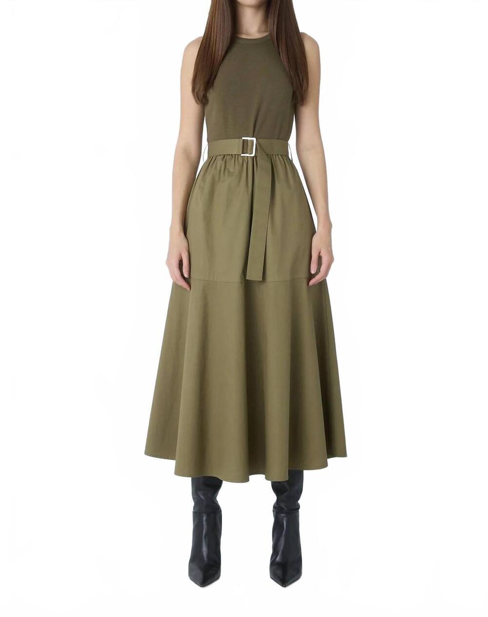 NEW JS71 maddox mixed media dress in olive